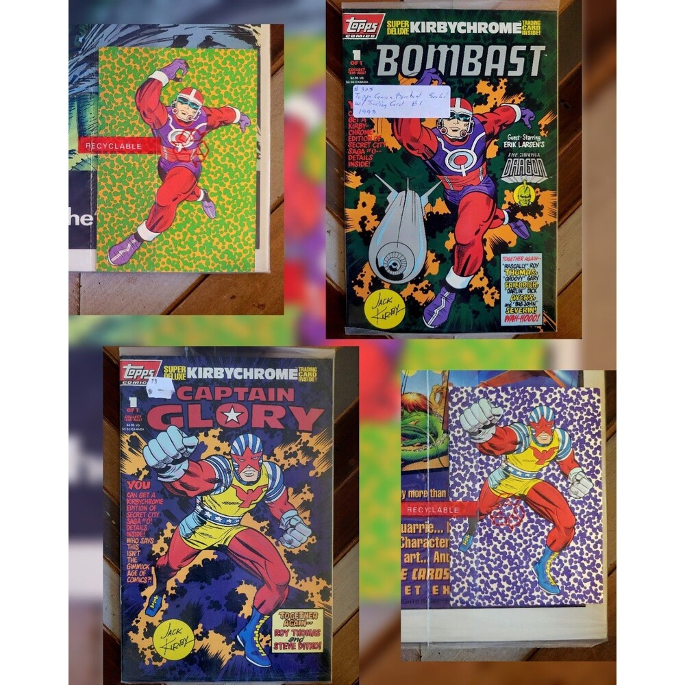 Bombast & Captain Glory #1 Jack Kirby Covers Polybag + Cards (1993 Topps) Sealed